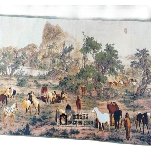 Chinese Handmade Silk Hanging Landscape Painting "Horse"