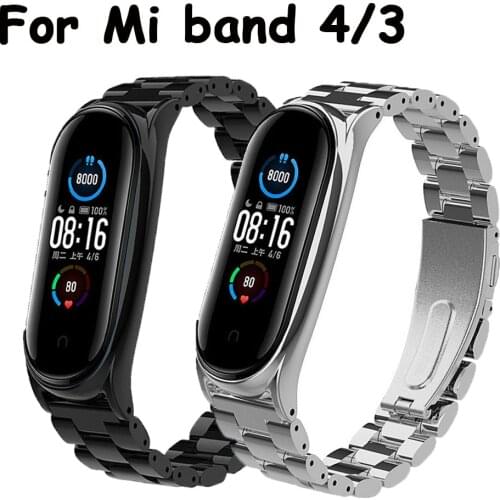 Metal Steel Strap for Xiaomi Mi Band 4 3 5 Wrist Band Bracelet Replacement for Mi Band 4 5 3 Screwless Stainless Steel Wristband