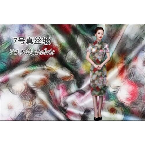 Fashion Silk Dress Fabric Stretch Printed Silk Cloth China Natural Silk Material DIY Satin Dress Mulberry Silk garment tissue