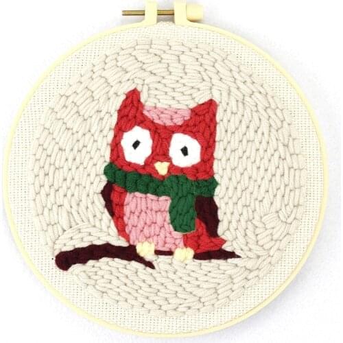 Owl Punch Needle Embroidery Kit for Beginner Punch Needle Kit Easy Embroidery DIY Needlework Craft Kits English Manual