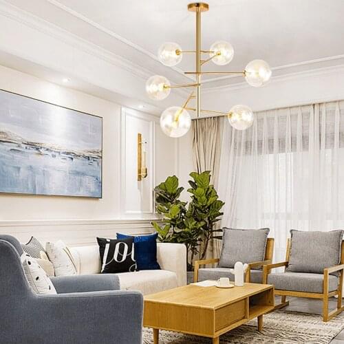 Nordic Creative magic beans glass pendant lamp personality Glass Bubbles tree branches design Hanging lamp Modern light fixture