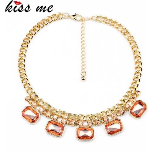 New Styles 2017 Fashion Jewelry Pink Resin Square Pendant Necklace