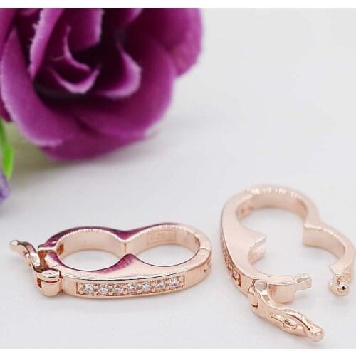 High-grade zircon micro inlay diy pearl necklace fixed clip clasp fashion long sweater chain link clasp