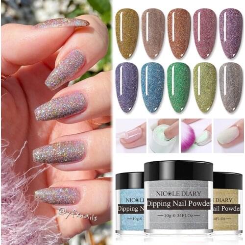 NICOLE DIARY 10g Holographics Nail Glitter Powder Colorful Nails Design Acrylic Dip Powder DIY Nail Art Decorations