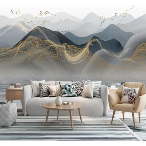 Custom mural wallpaper 3D modern light luxury abstract ink landscape landscape background wall painting decorative painting