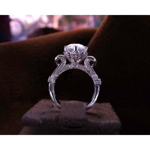 Promotional Hot ring 2017 rhodium color micro pave women ring stone princess cut wedding engagement band jewelry