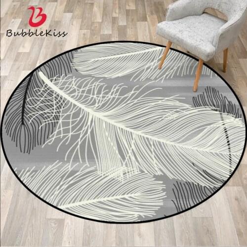 Bubble Kiss Round Rug Simple Style Grey Feather Carpet Living Room Floor Mat Home Decoration Carpet Bedroom Customized Area Rugs