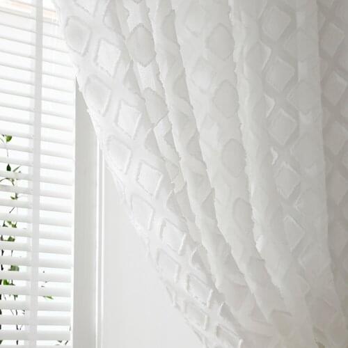 Home modern curtain White Sheer Voile Window Curtain with Ring Top for Kitchen Bedroom and Living Room