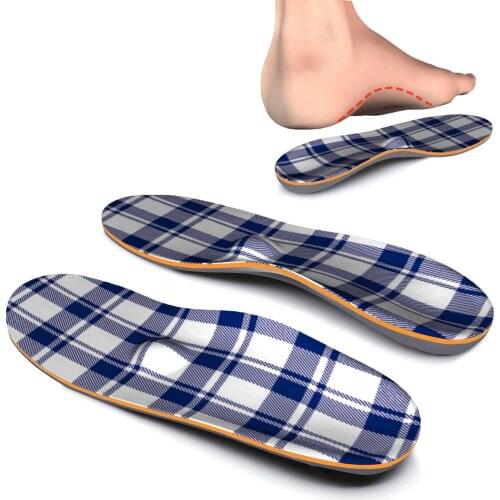Blue Striped High Arch Support Insoles, Plantar Fasciitis Relief Memory Foam Shoe Inserts,Thick Orthotic Insoles Men and Women