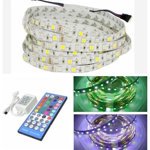5M RGBW/RGBWW LED Strip Light Waterproof DC12V SMD5050 300 LEDS Flexible Bar Light +Power supply+40keys ir Remote Controller