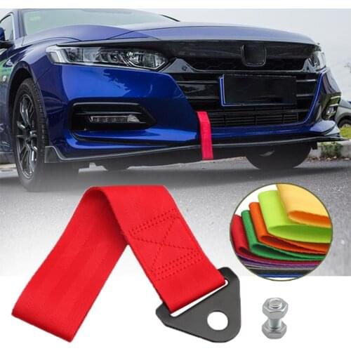 Universal High Strength Nylon Racing Tow Strap with Metal Buckle and Screw Racing Design Ribbon Towing Strap Bumper Decals