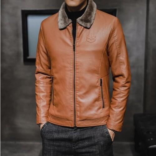 Windproof Warm Coat Male Brand Clothing New Thick Leather Jacket Mens Winter Autumn Mens Jacket Fashion Faux Fur Collar