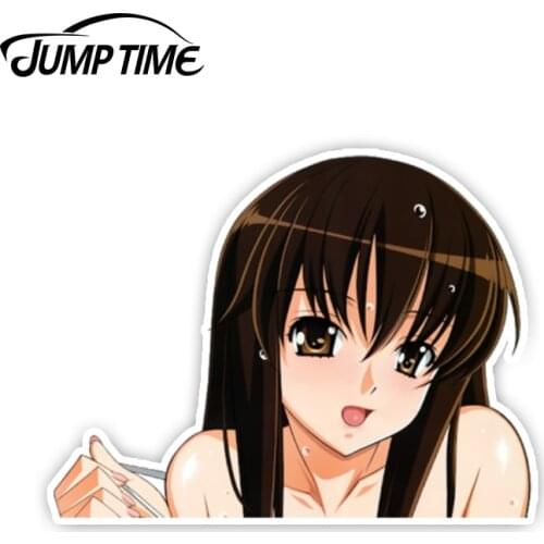 Jump Time 13cmx9.8cm Aoi Aki Peeker BIG HEAD Aki Sora Anime Decal Vinyl Bumper Sticker Car Truck Window Cute Stickers Car Covers