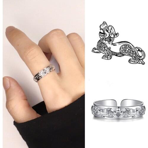 Top Quality Silver 925 Ring For Men Jewelry Charming Animal Design Open Size Women Bridal Wedding Ring For Couple Finger Bijou