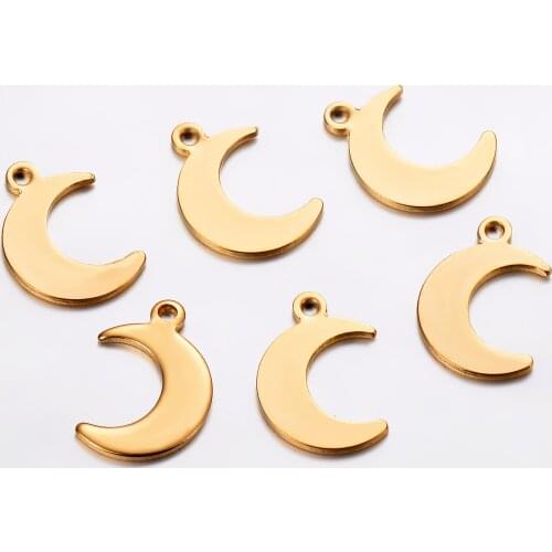 20 pcs gold tone stainless steel moon jewelry charm,DIY jewelry makings ,Hypoallergenic and not turn off color