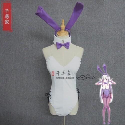Re:Life In A Different World From Zero Emilia Cosplay Costume Sexy Bunny Girl Jumpsuit Role Play Clothing High-End Custom-Make