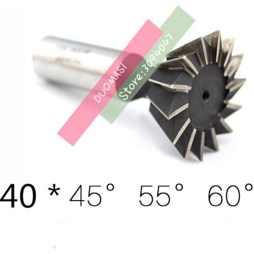 1PCS 40mm*45/40mm*55/40mm*60 degrees high speed steel straight shank dovetail milling cutter, HSS straight shank milling cutter