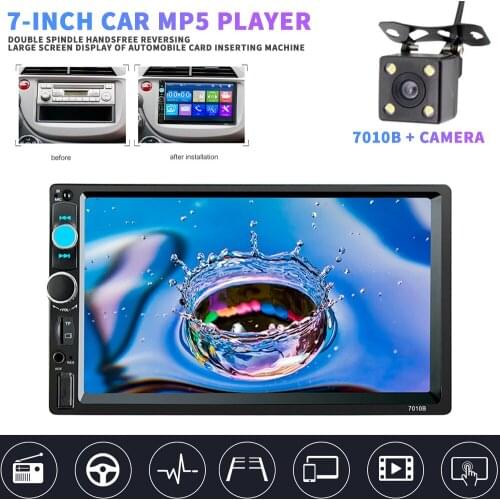 1pc 7" Car Stereo Radio MP5 FM Player bluetooth-compatible 2DIN AUX USB TF MP3 + License Plate Camera + Remote Control Parts