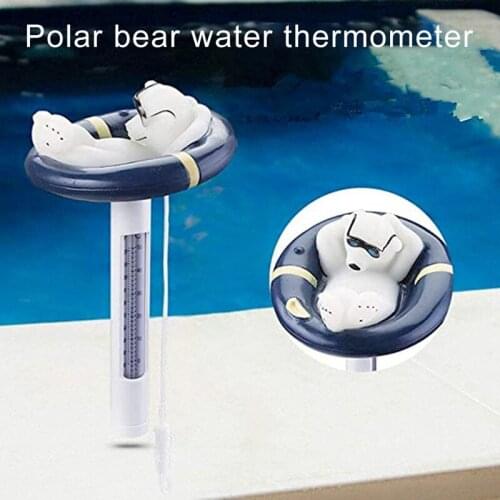 1Pcs Water Thermometer Polar Cartoon Bear Large Rope Outdoor Indoor Hot Tubs Spas Ponds Swimming Pool Float Thermometer
