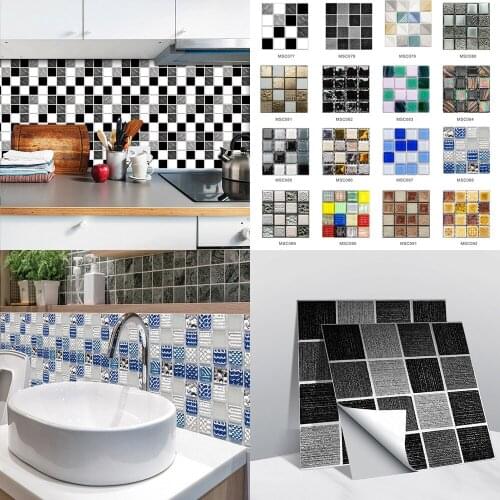 10pcs/set Marble Mosaic Frosted Tile Floor Wall Sticker Kitchen Bathroom Home Renovation Wallpaper Non-slip Thicken Wall Decals
