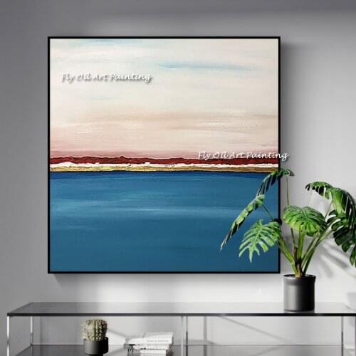Simple abstract 100% Handmade Oil painting sky and blue sea Paint Handmade Oil Painting Wall Art Picture Home Decor