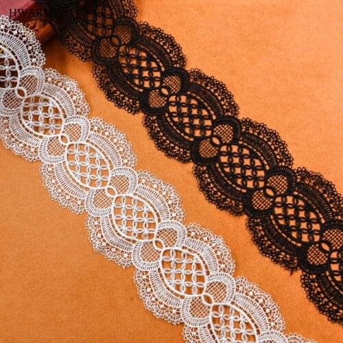 14yard african lace fabric ribbon trim wedding decoration 6.6CM Bilateral Wave Fine Line 108D Polyester Water-soluble Embroidery