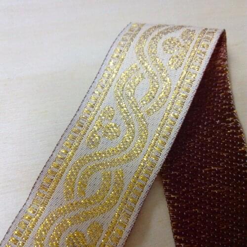 3cm 30mm 1-1/4'' Beige Braided Gold Filigree Trim Classic Folk Ribbon Bedding Costume Laciness National Jacquard Webbing Lace