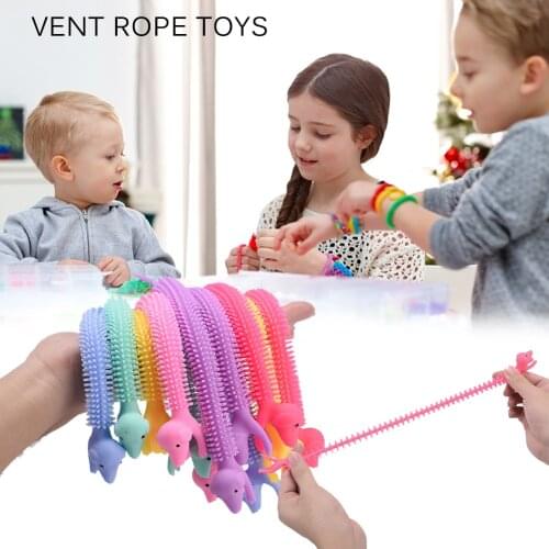 4pcs Noodle Stretch String Children Adult Decompression Toy Autism Vent Fidget Worm Noodle Stretch String Kids TPR Rope