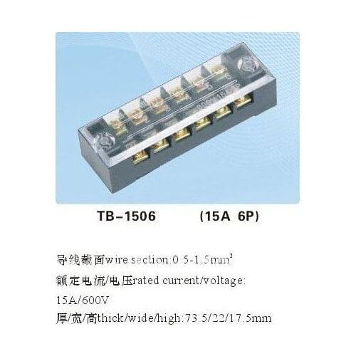 5pcs 600V 15A Double Row 6 Position Terminal TB1506