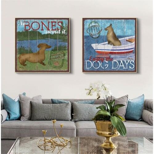 Abstract Painting on Canvas Print Dog Animals Wall Pictures for Living Room Home Decor Vintage Posters and Prints Pet Dog