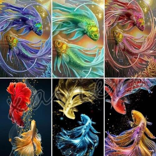 Xaviera 5D Diy Diamond Painting Goldfish Carp Cross Stitch Full Drill Embroidery Mosaic Rhinestone Gift Living Room for Decor