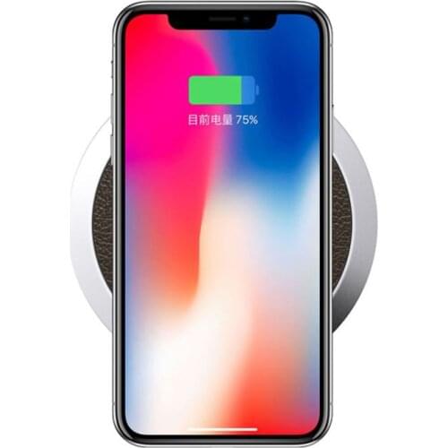 Kafan Leather Wireless Charger For iPhone X 8 8 Plus USB Qi Wireless Charger For Samsung Galaxy S8 S9 Fast Wireless Charging Pad