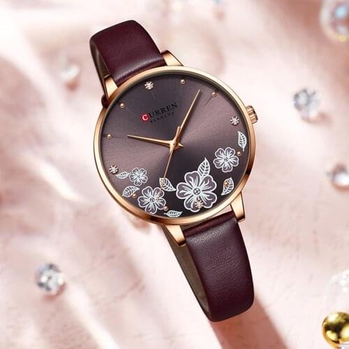 Luxury Dress Quartz Watches Women Fashion Clock Leather Mesh Ladies Wristwatch CURREN Brand Womens Watch Gifts For The New Year