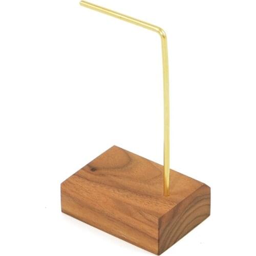 Black Walnut Solid Wood Block Earrings Hanging Hook Stand Earring Holder Stand Shelf Jewelry Display Rack Wood Metal Bracket