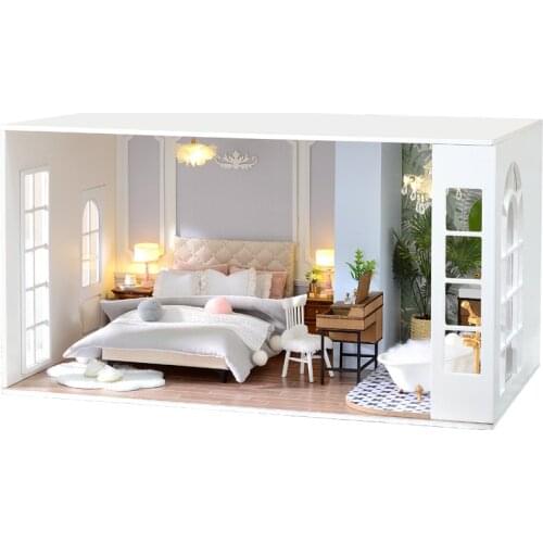 1:12 DIY Wooden Miniature Doll House Kit with Furniture Big Casa Cottage for BJD Dolls Dollhouse Toys for Children Xmas Gifts