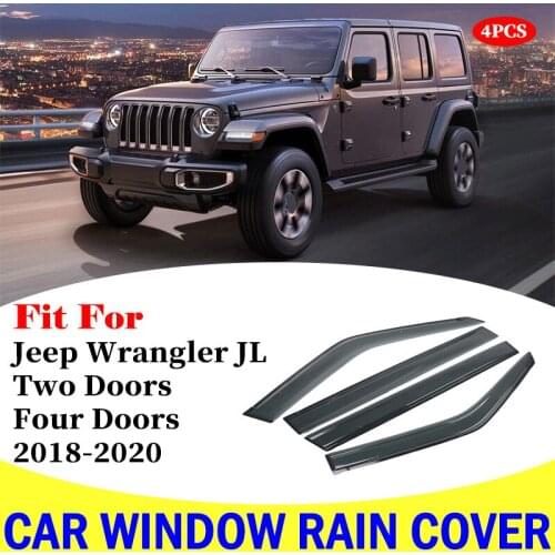 FOR Jeep Wrangler JL Two Doors Four Doors window visor car rain shield deflectors awning trim cover exterior car accessories