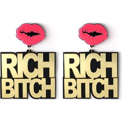 Colorful letter Lip fashion exaggerated Acrylic earrings womens geometric printing earrings