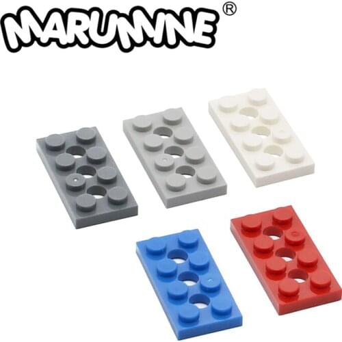 MARUMINE 2x4 Smartable Technic Plate Bricks with Hole 100PCS Building Blocks MOC Parts DIY Toys Compatible 3709b Technic Toy
