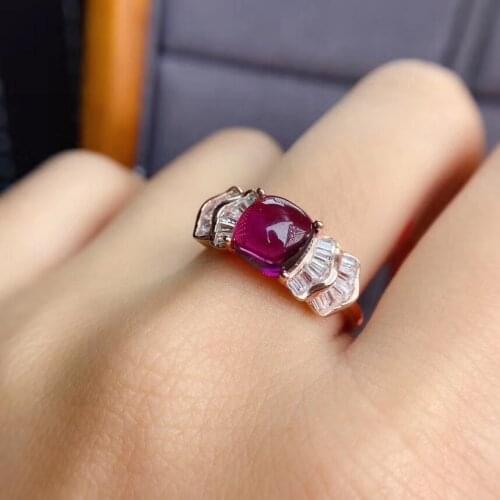 Fashion Classic 100% Natural and Real Garnet Ring 925 sterling silver Fine jewelry Garnet Ring