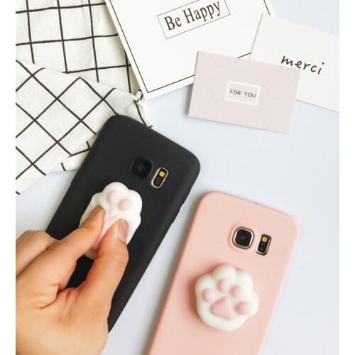 Cute 3D Silicon Squishy Cat Paw Soft Phone Case for samsung S20 Ultra FE A6 A8 2018 A3 A5 A7 S9 S8 plus S10 Lite S7 edge J4 J6