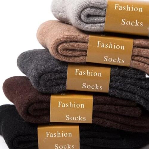 1 pair of socks thickened fall/winter new solid color mens sheep Mao Mao warm socks casual cotton wool mens socks