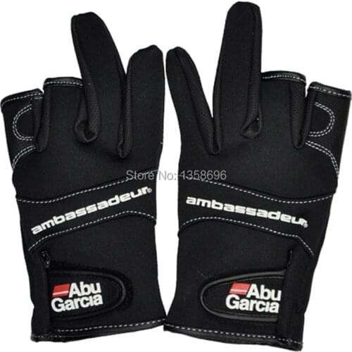 Abu Garcia 3 Cut Finger Fishing Gloves Waterproof hunting gloves free shipping