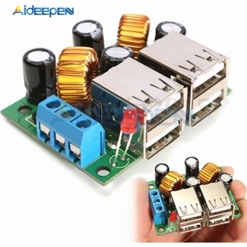 4 USB Port A5268 Chip Step Down Transformer Converter Board Module DC 12V 24V 40V to 5V 5A 25W For MP3/MP4 Phone Car Equipment