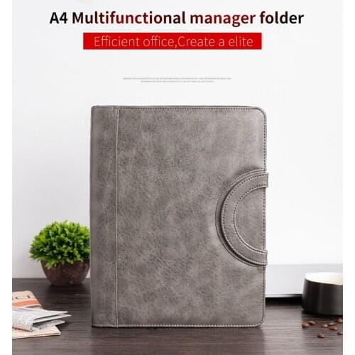 Portable Professional Business Portfolio Padfolio Folder,A4 PU Leather Zippered Closure Document Case Organizer