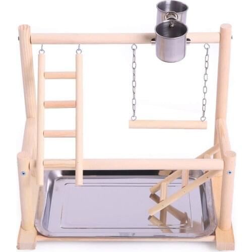 Birds Playstand with 2 Dishes Hanging Swing ladders toys Parrots Exercise Playgroung gym Perch Cockatoo Cockatiels Conure Bugie