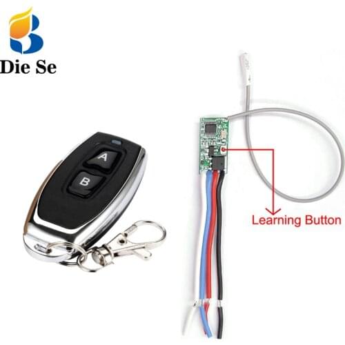 Wireless Remote Control RF 433mhz Relay Receiver DC 3.6V 6V 12V 24V 1CH Module With 2buttons Transmitter For LED Lamp Light DIY