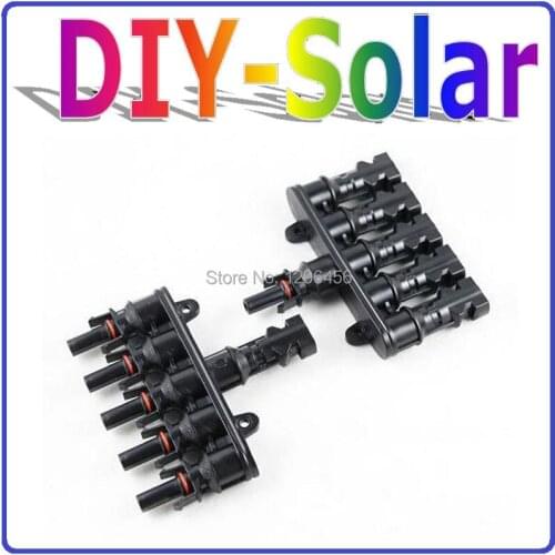5 to 1 T- branch solar connector for PV Cable 2.5mm 4mm2 6mm2, 5 in 1 solar panels parallel connector Waterproof IP67