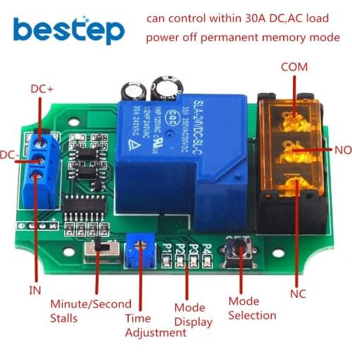24V High Power Relay Module Self-locking Delay Power Off Switch On and Off One Button Start and Stop Switch Board