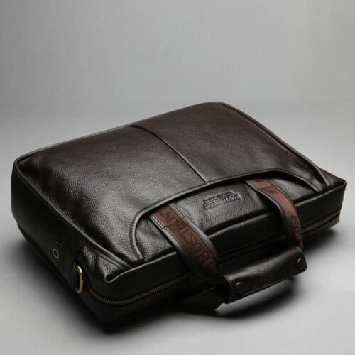 Handbag Laptop Briefcase Male New Fashion 100% Genuine Leather Men Bag Famous Shoulder Bag Messenger Bags Causal For Macbook 14"