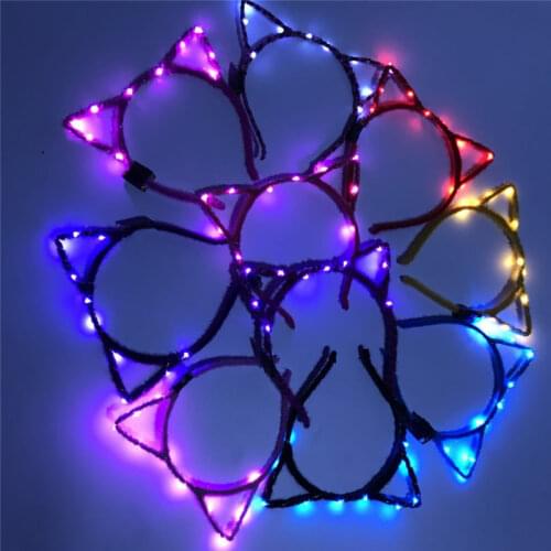Led Ear Cat Shaped LED Headbands Party Light Up Flashing Blinking Party Headwear Christmas Hair Accessories Glow Party